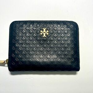 Tory Burch Black Quilted Zip Wallet